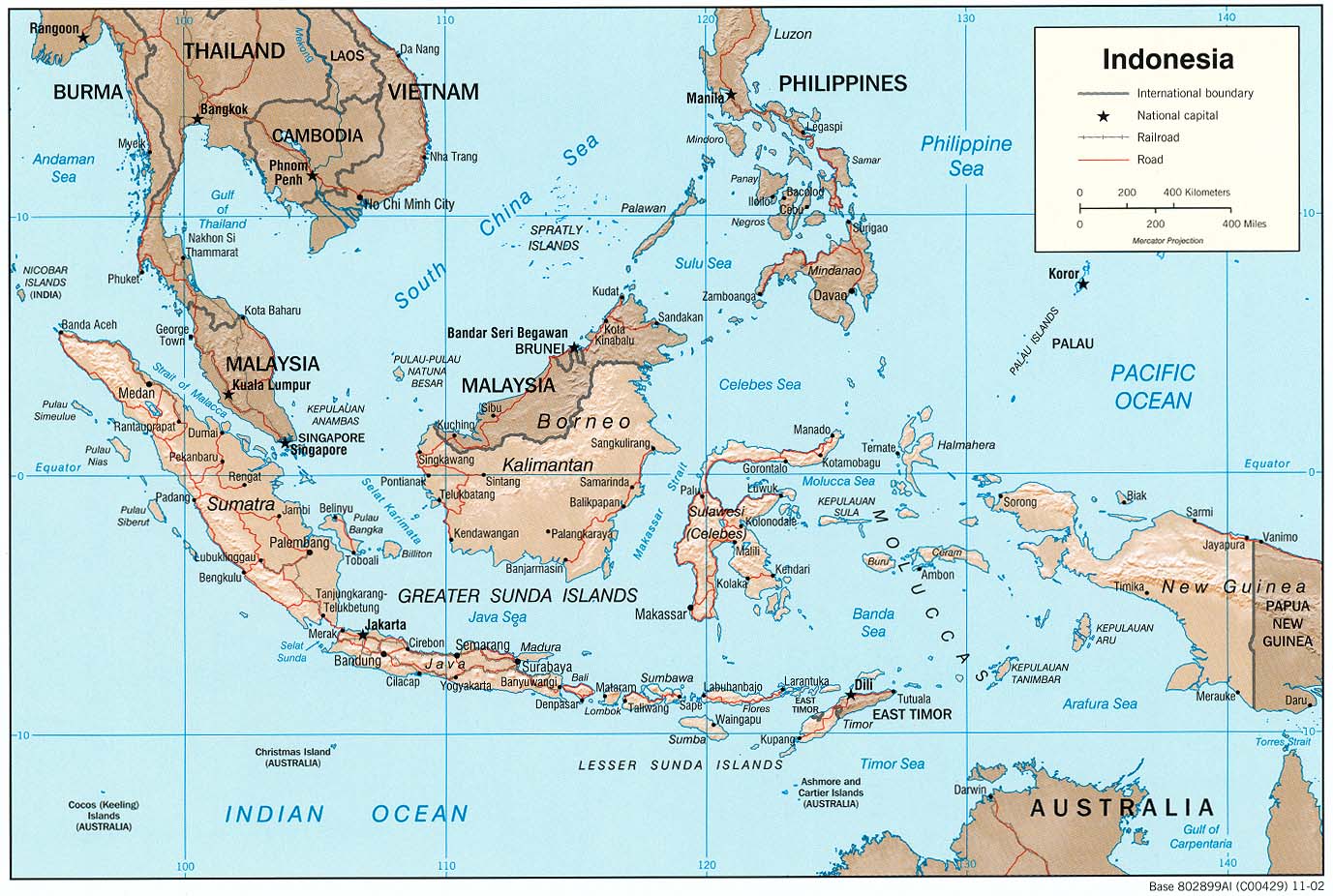 Reliefkarte Indonesien