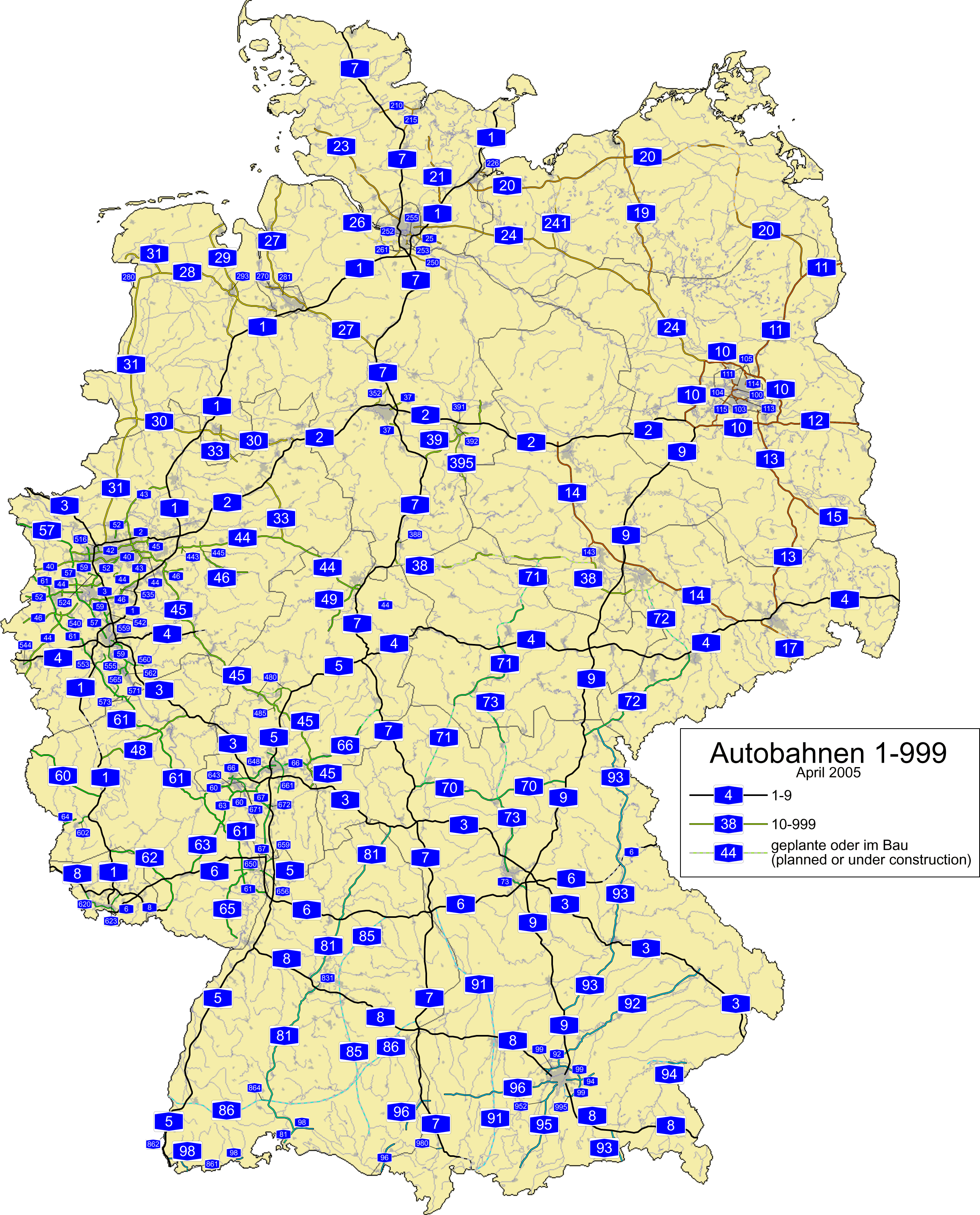 Karte Autobahnen Deutschland