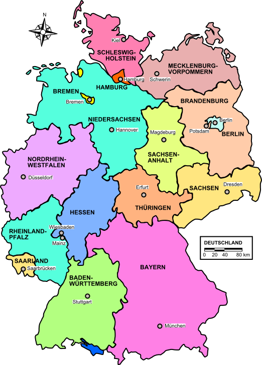Karte B�ndesl�nder Deutschland