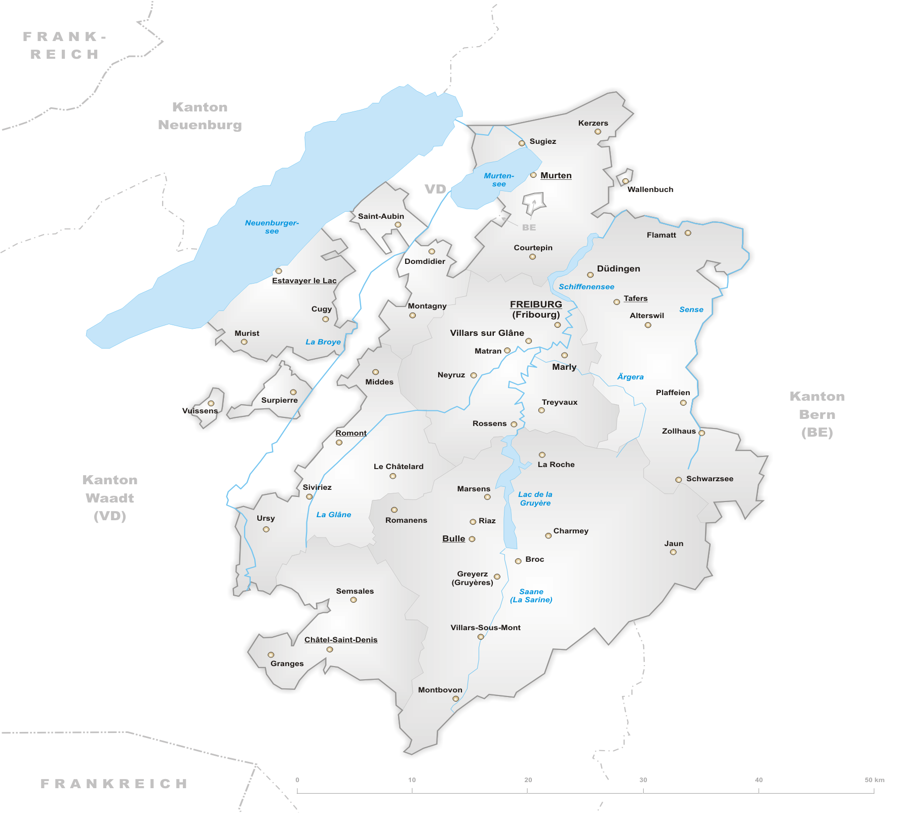 Karte Kanton Freiburg