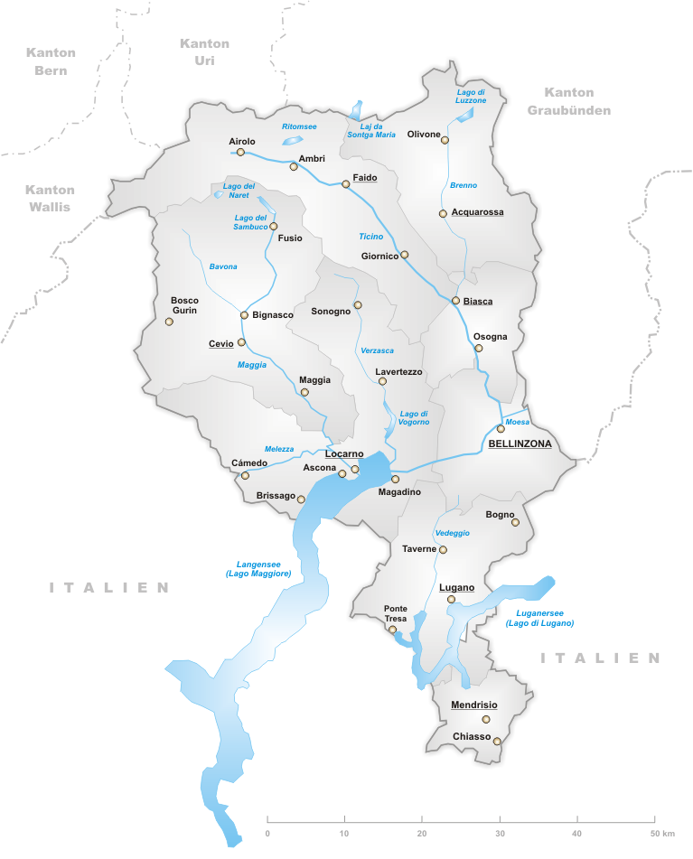 Karte Kanton Tessin