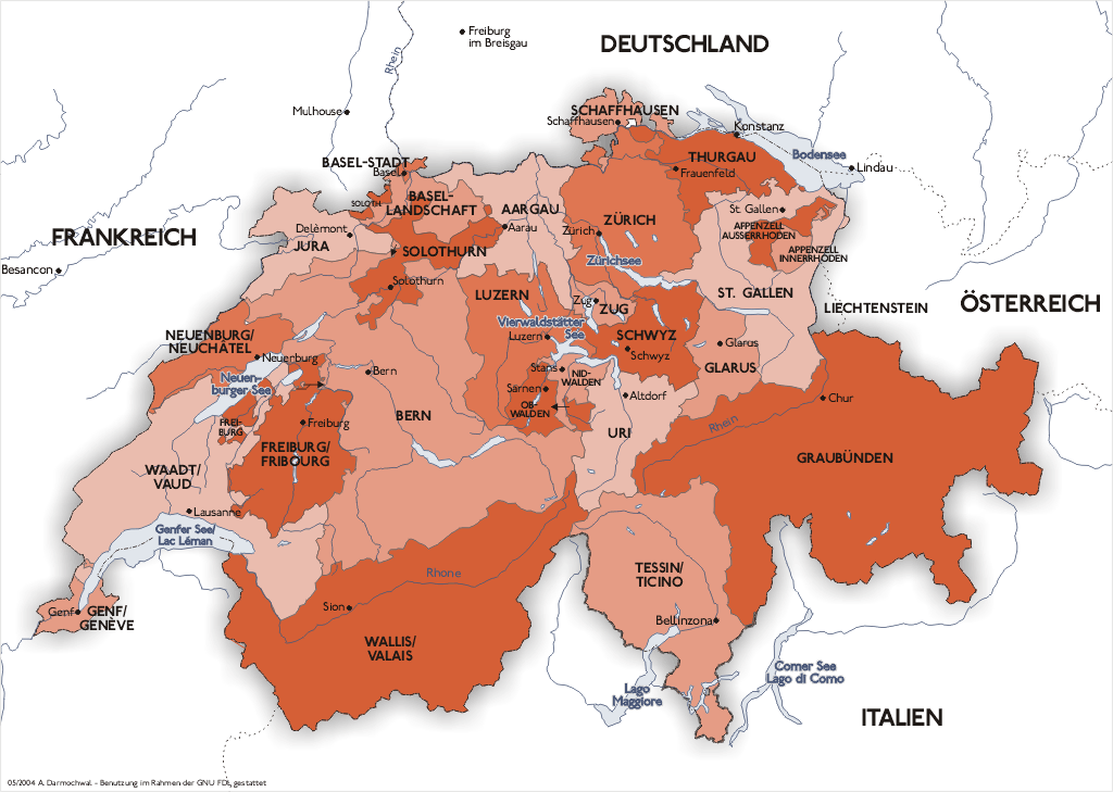 Karte Kantone Schweiz