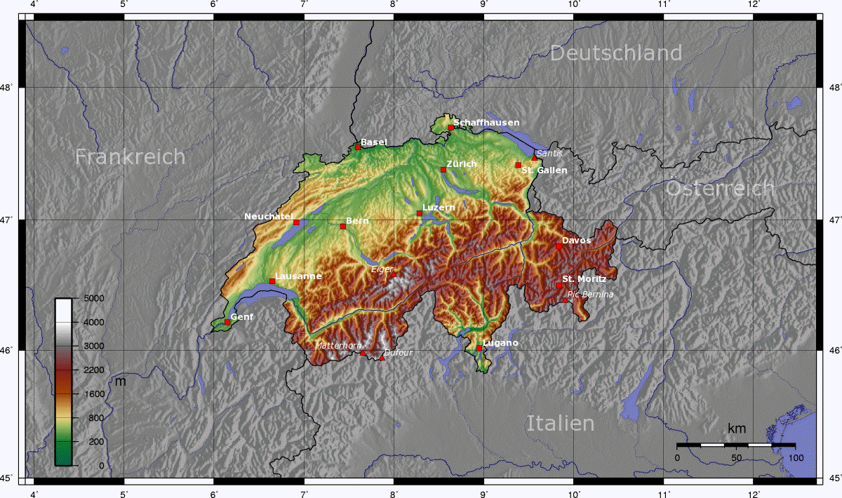 Topografische Karte Schweiz