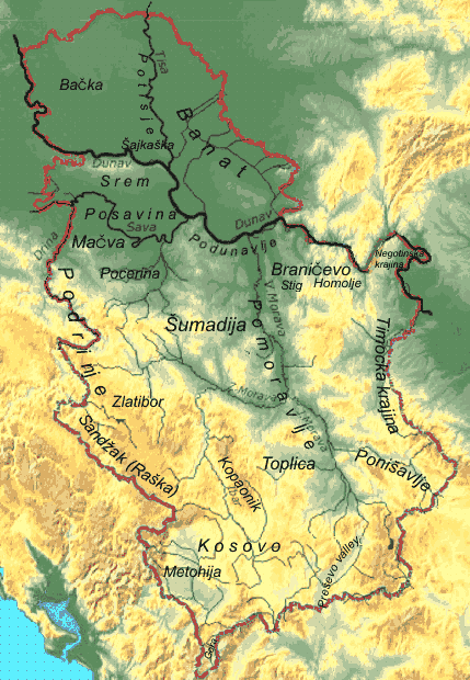 Karte Regionen von Serbien