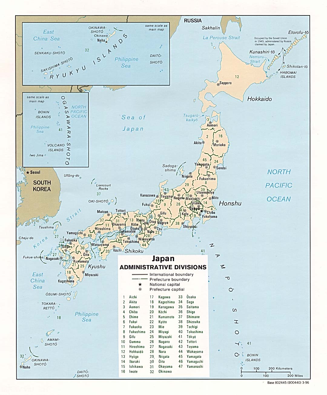 Karte Bezirke Japan