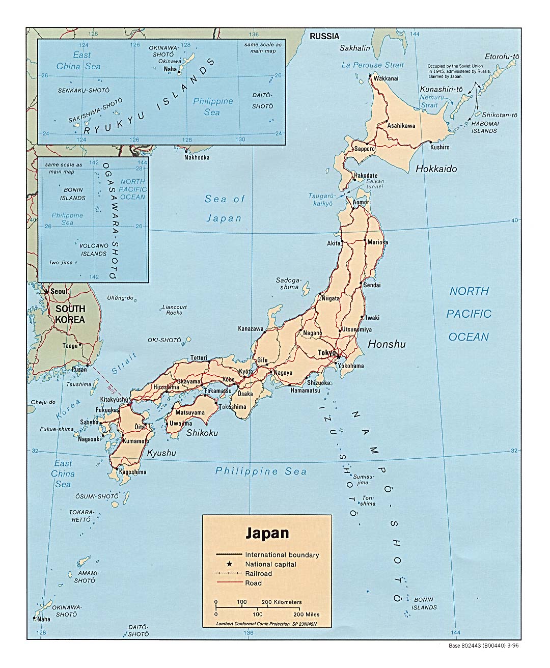 Politische Karte Japan