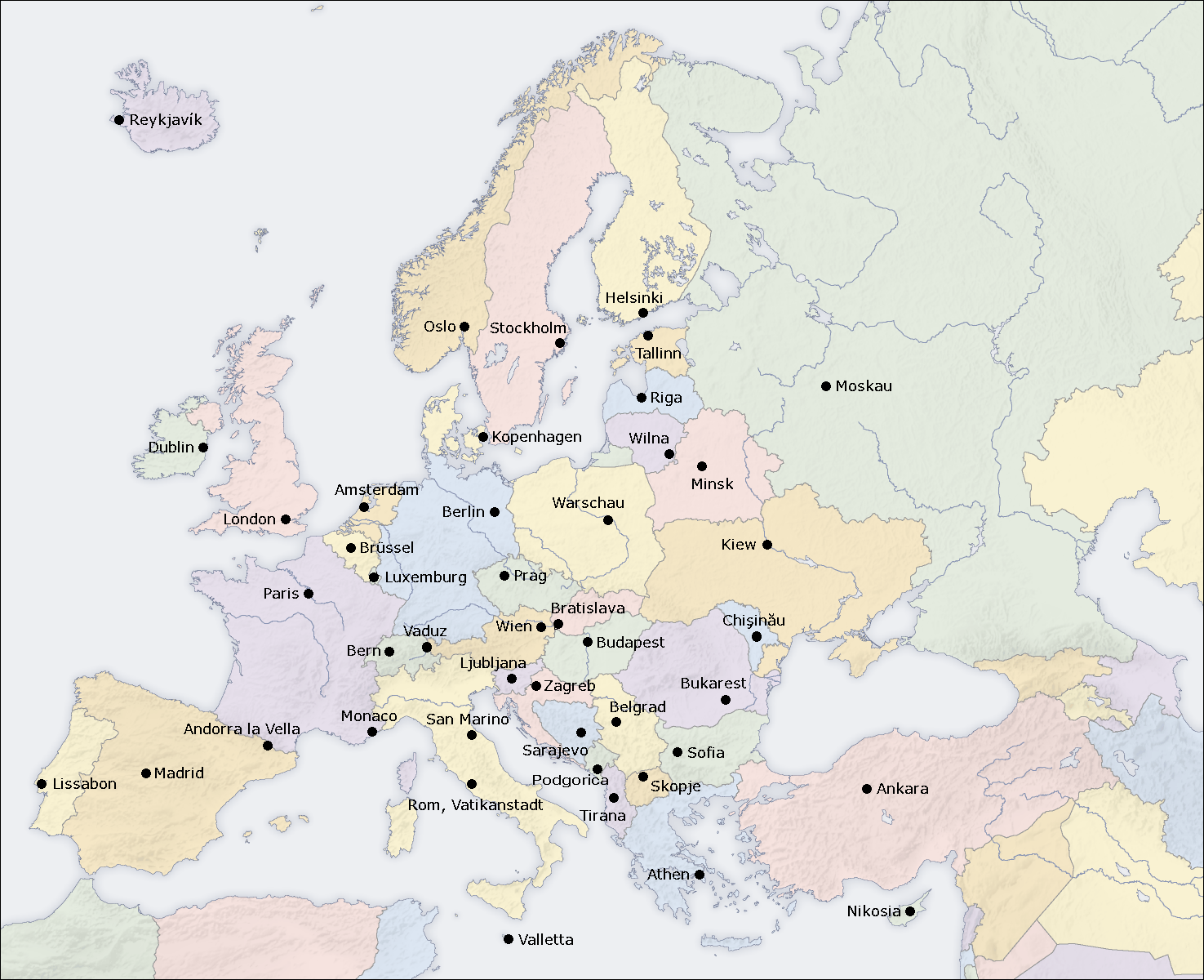 Karte Europa Hauptst�dte