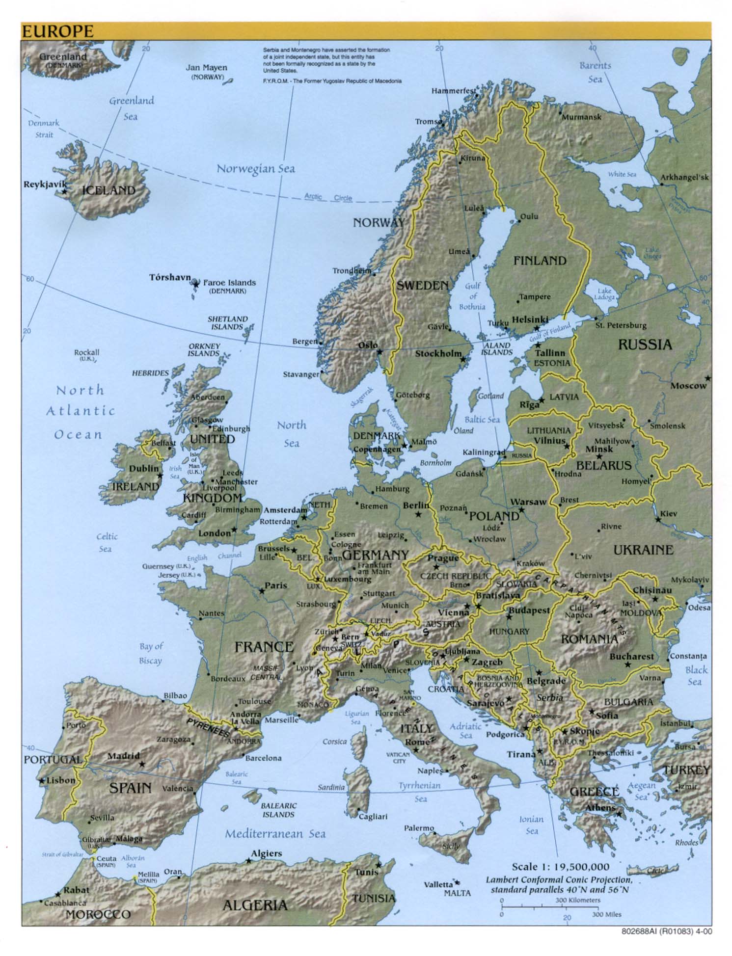 Reliefkarte Europa