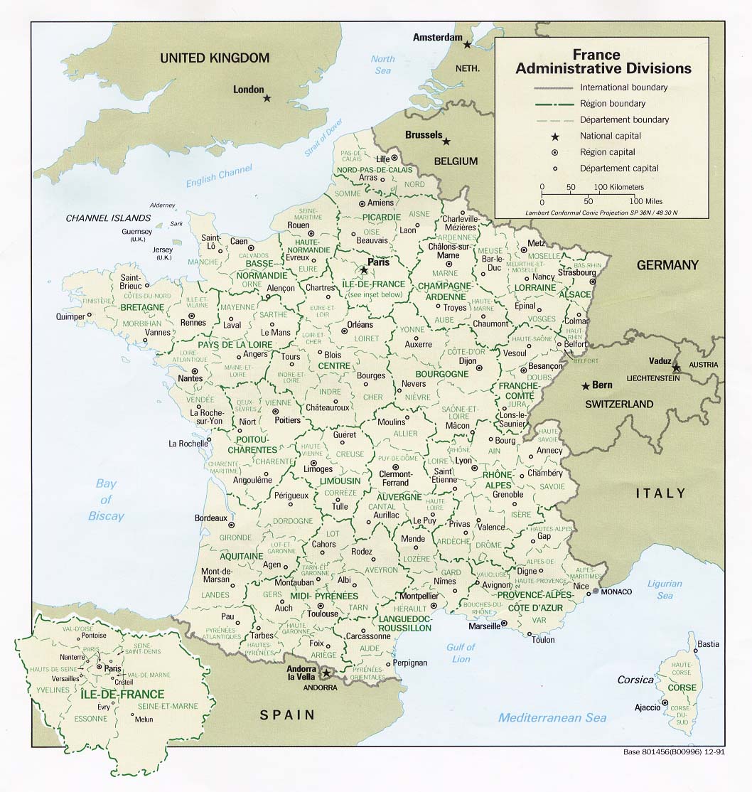 Karte Bezirke Frankreich