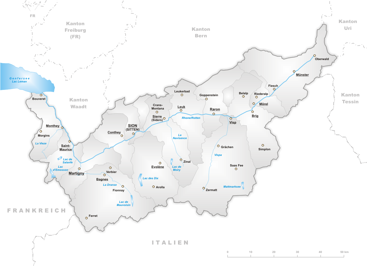 Karte Kanton Wallis