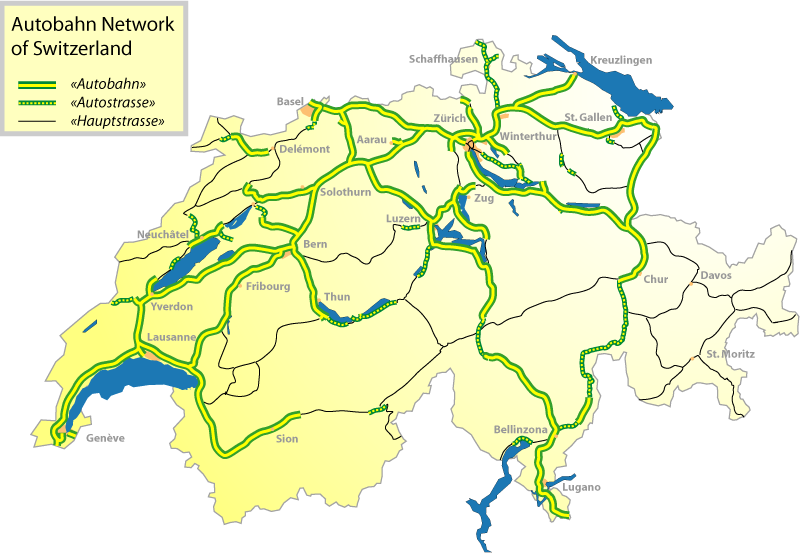 Schweizerkarte Autobahnen