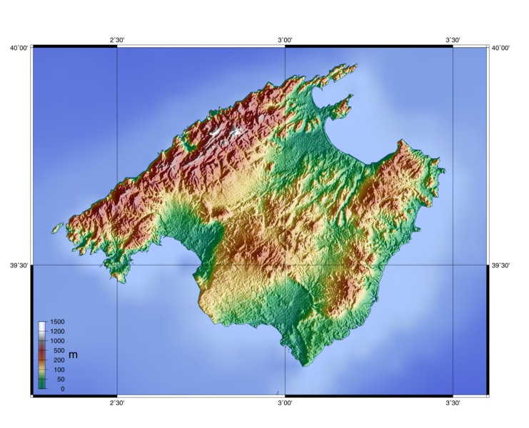 Topographische Karte Mallorca