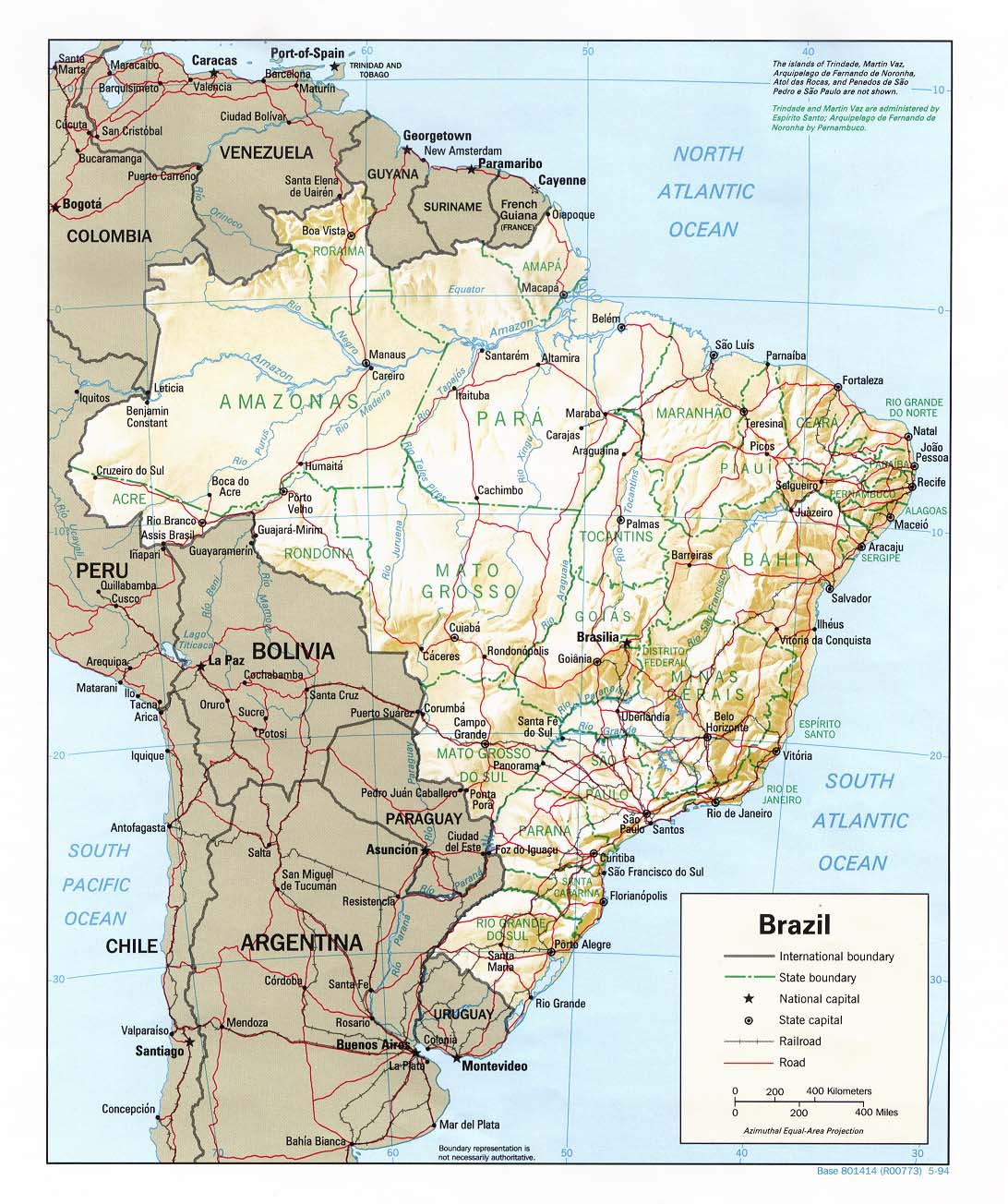 Reliefkarte Brasilien